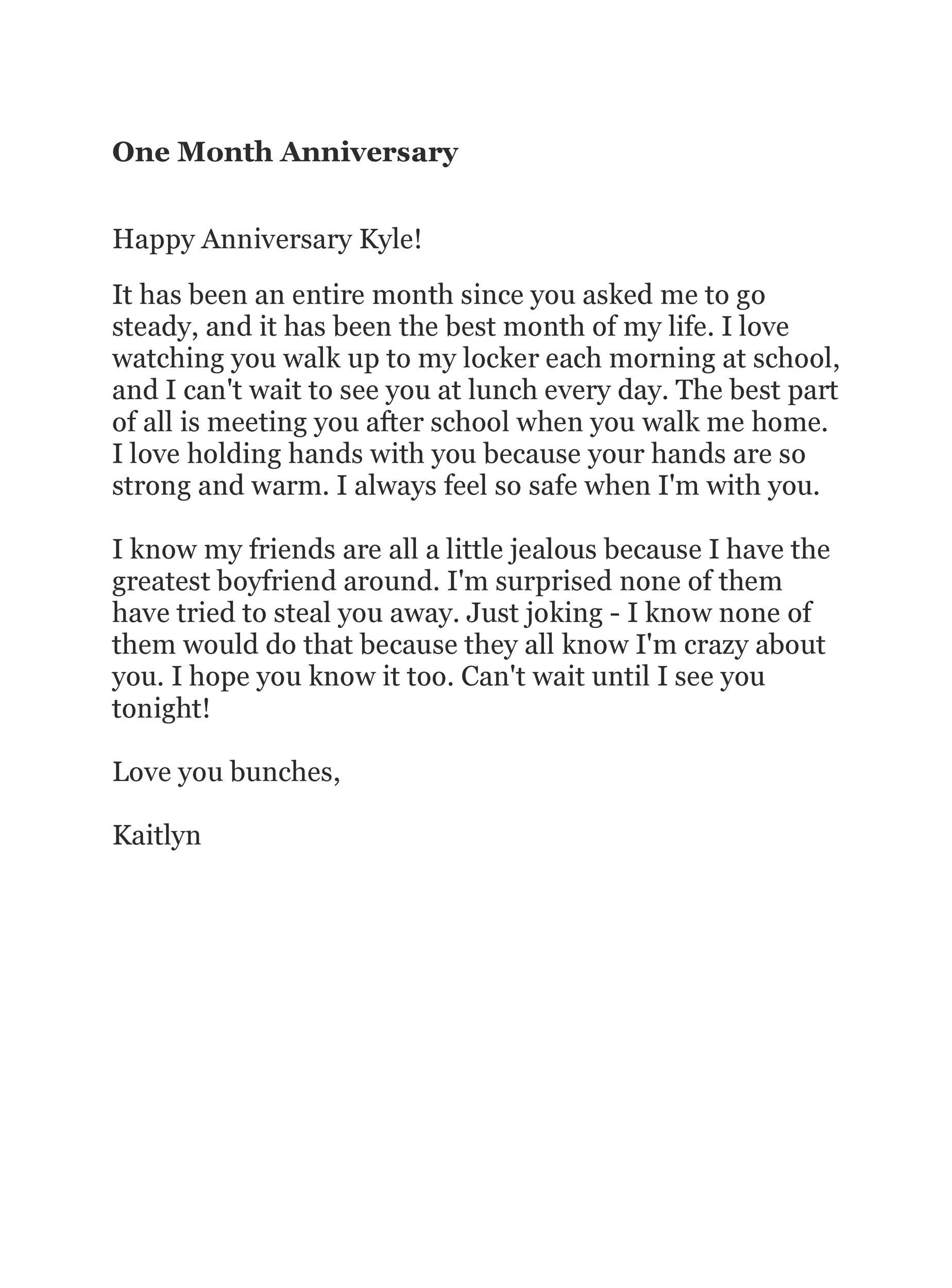 Love Cute 1 Month Anniversary Paragraph For Him Animaltree