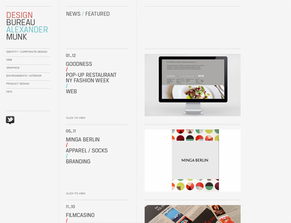 Clean website design example: Design Bureau Alex Munk
