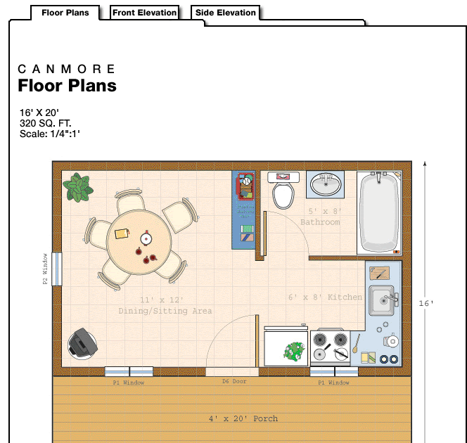 Kelana: 16x20 cabin floor plans