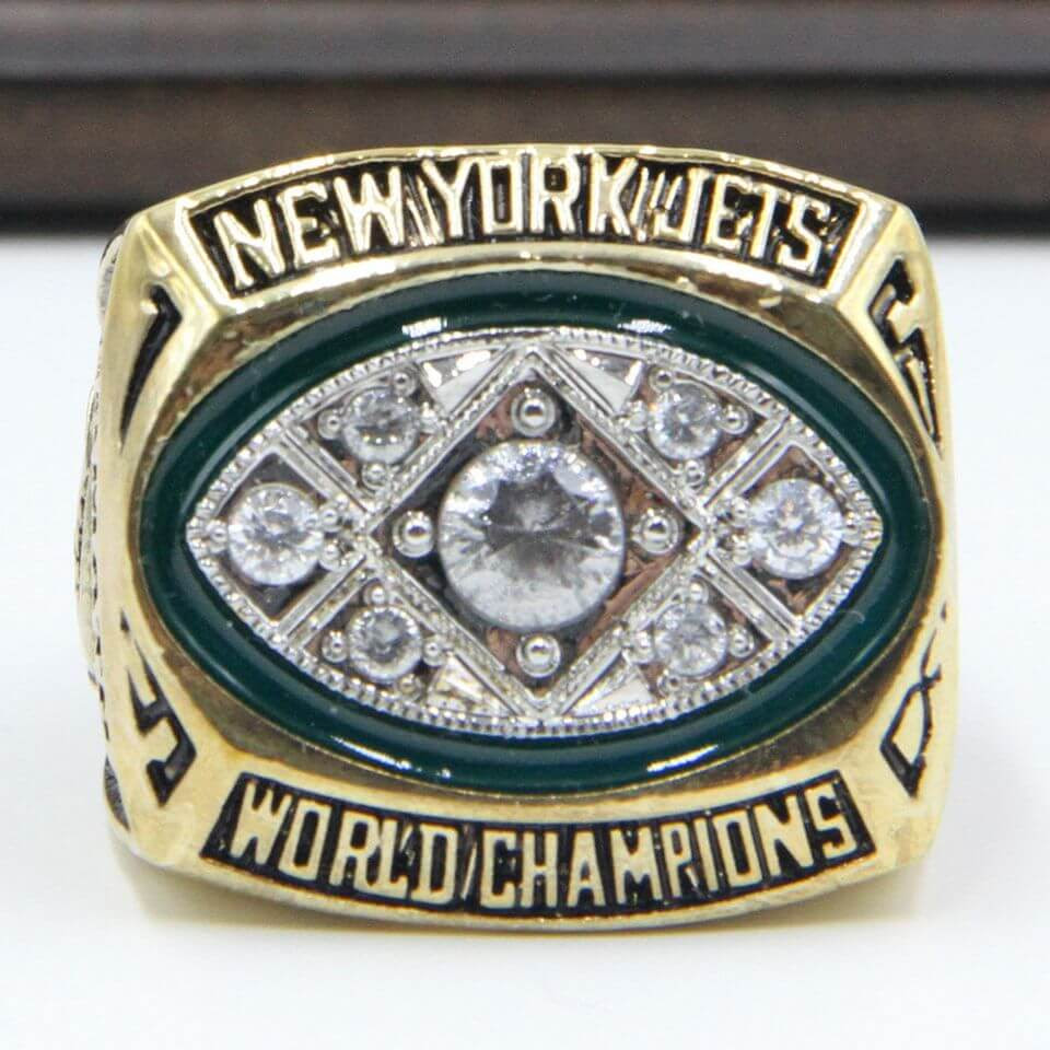 NFL 1968 Super Bowl III New York Jets Championship Replica Ring With Plaque NFL 1968 Super Bowl III New York Jets Championship Replica Ring With Plaque