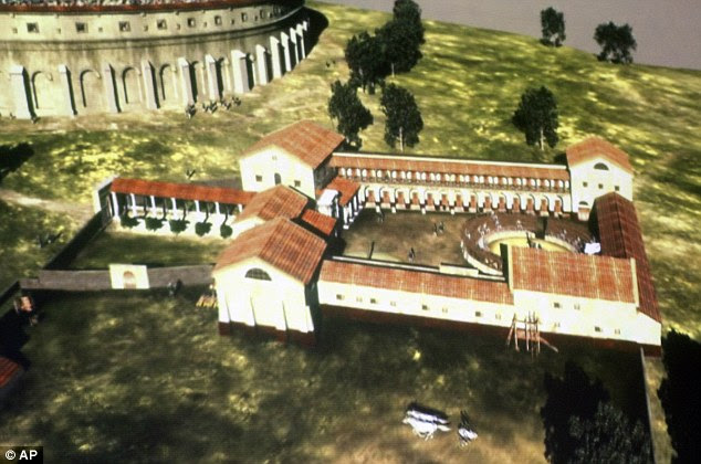 Mock-up: A virtual video presentation shows the Roman gladiator school discovered by underground radar on the outskirts of Vienna