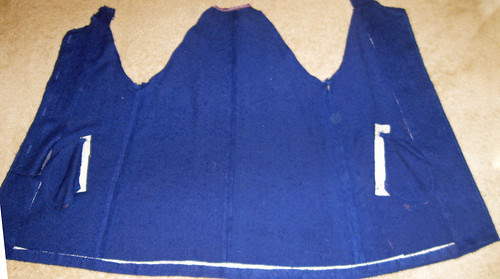 Blue coat with sleeves removed