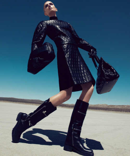 leather dress, boots: designerleather:Lily Donaldson for HB - Sportmax