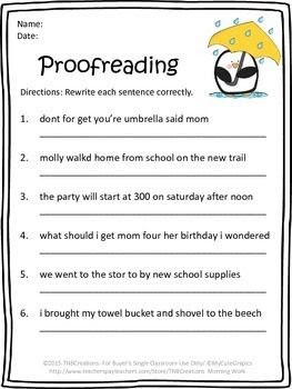 proofreading activity grade 3