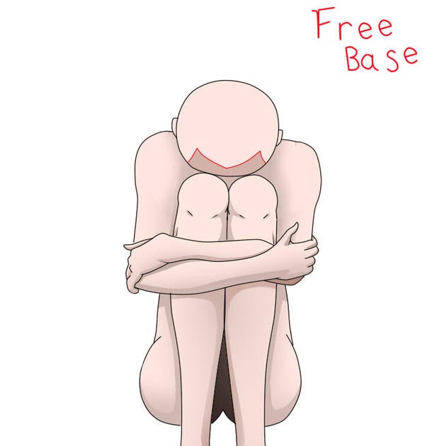 Anime Girl Sitting On Knees Base
