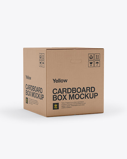 Download Free Free Mockups Corrugated Box Mockup 25 Angle Front View Object Mockups PSD Mockups.