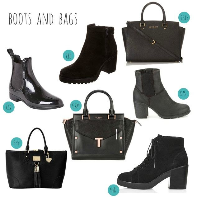 winter boots and bags