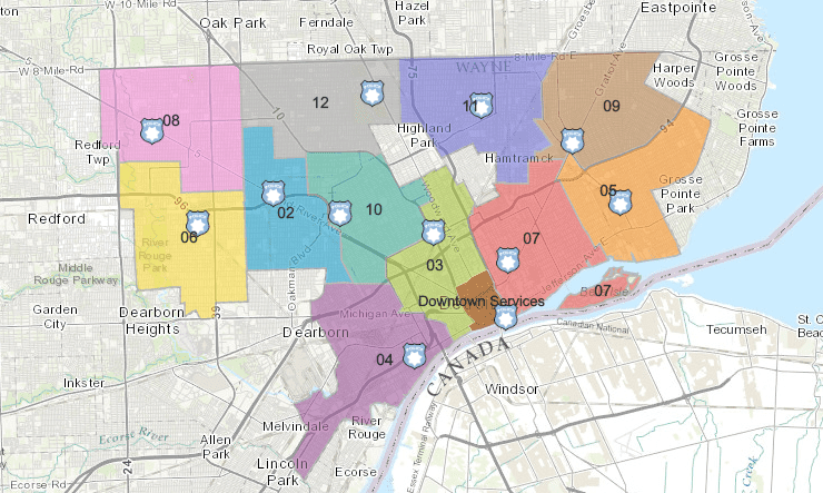 Detroit Police Precincts Map  Tourist Map Of English