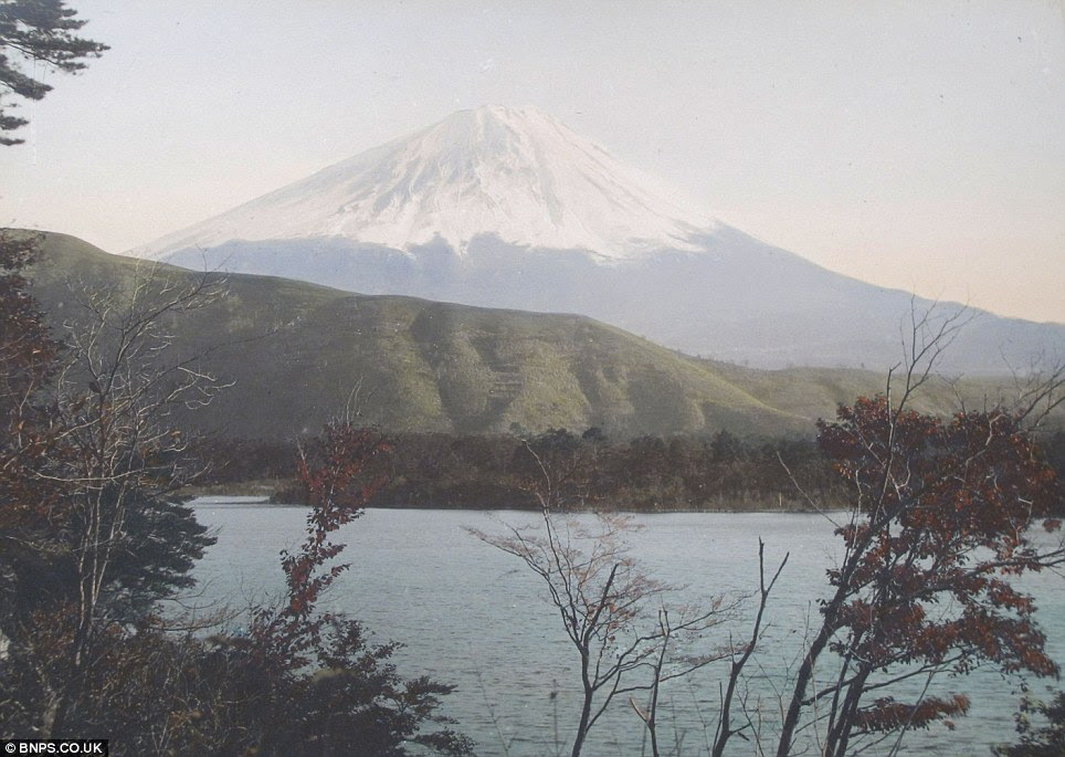 Unspoilt: Mount Fuji dominated the skyline of the rural countryside 