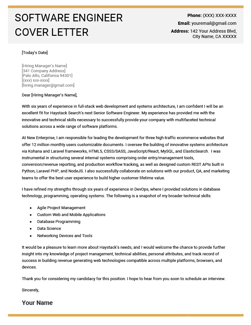 job cover letter for canada