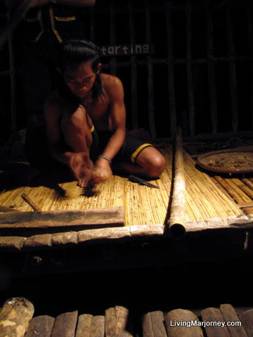 making a fire from bamboo tree
