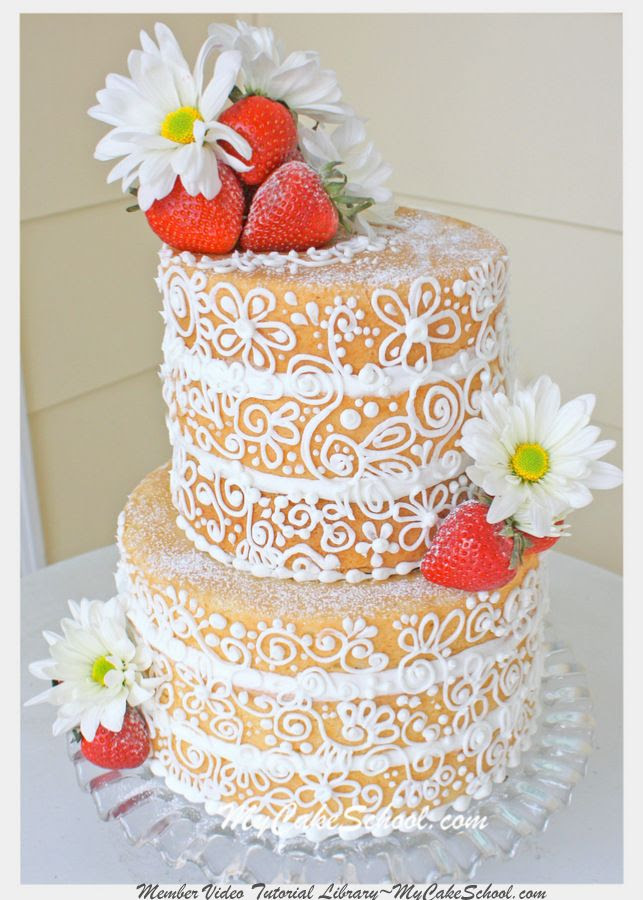 This elegant, "semi dressed" cake is a twist on the popular rustic naked cake! From MyCakeSchool.com's member video tutorial library.