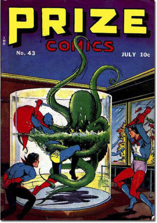 Oh come on, this is YOUR fault for going into his tank! (Prize Comics #43)