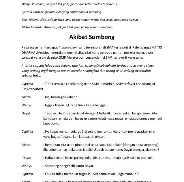 Naskah Drama 6 Orang Tentang Pendidikan Singkat Berbagai