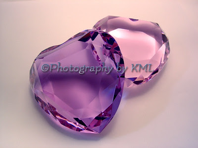two crystal ice hearts