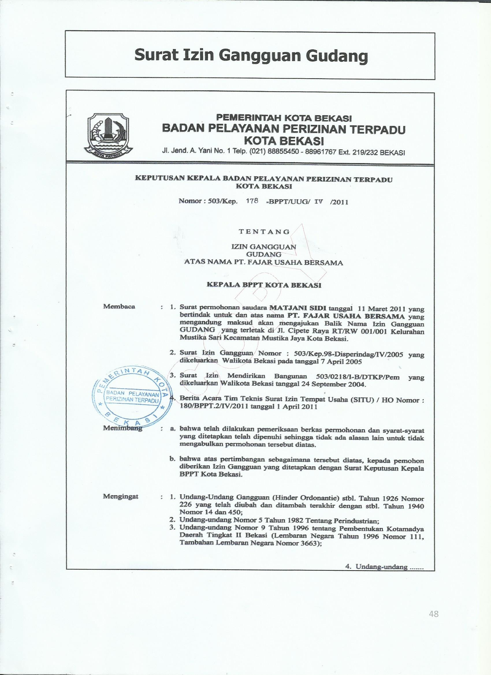 Contoh Surat Izin Gangguan Kumpulan Informasi