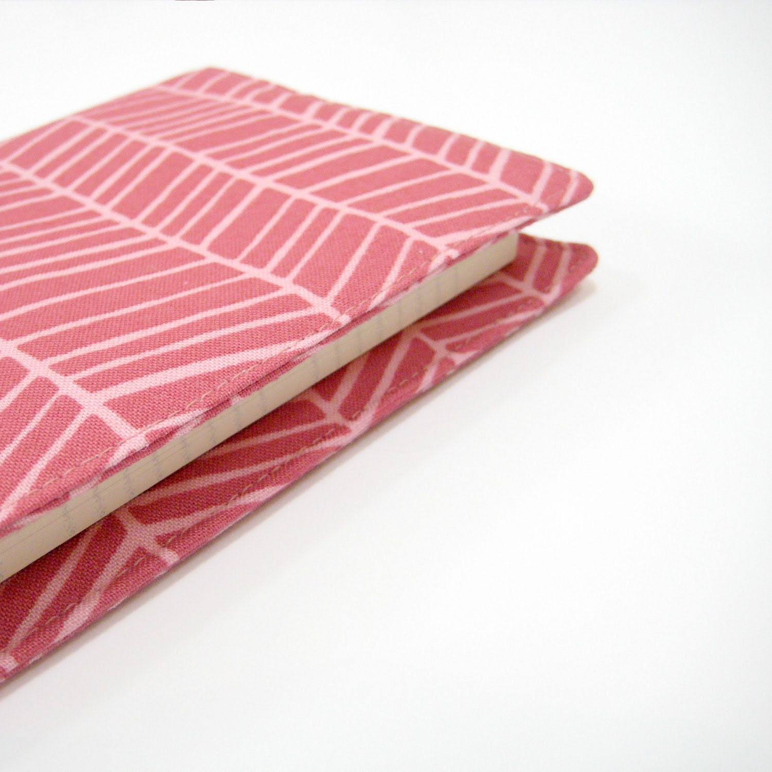 Pink geometric pocket Moleskine cover, refillable notebook cover, handmade by greengrass2 - greengrass2