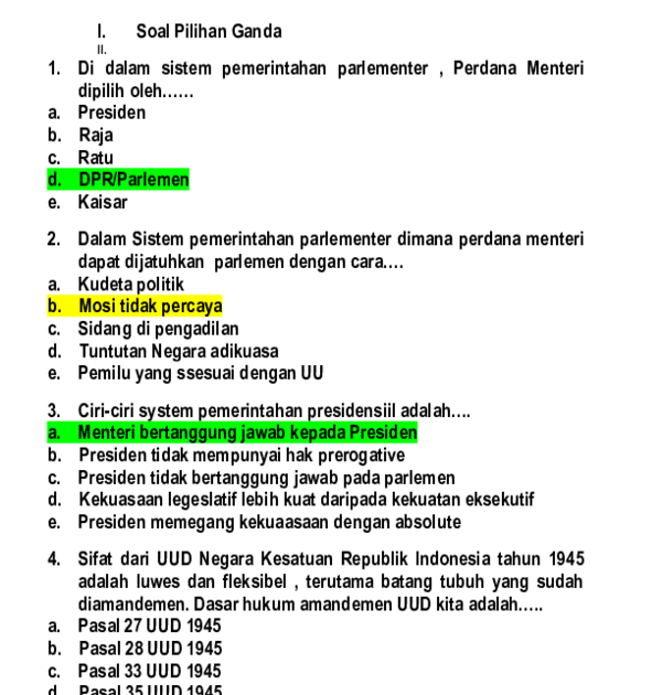 Contoh Soal Pilihan Ganda Perdagangan Internasional Dan