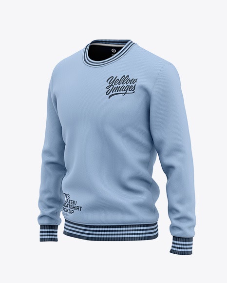 Download Mens Crew Neck Sweatshirt/Sweater Front Half Side View ...