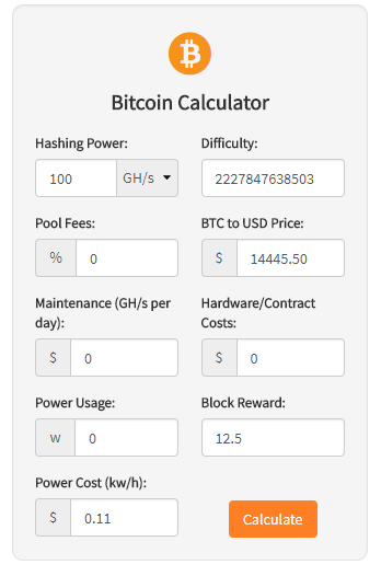 crypto compare mining calculator down