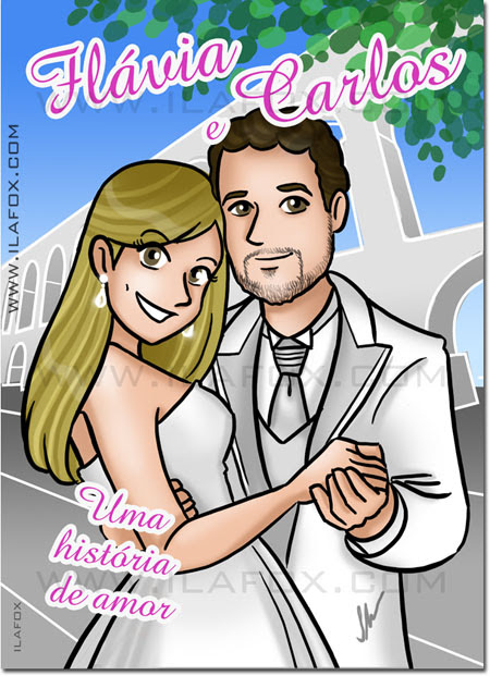 Convite em quadrinhos, convite personalizado, convite original casamento, história dos noivos, by ila fox