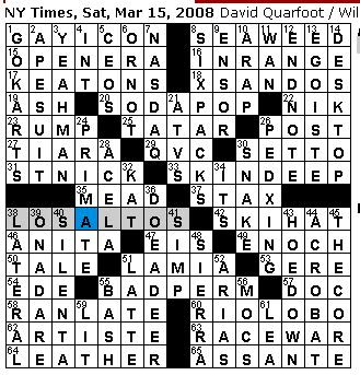 crossword 2008 saturday puzzle september times