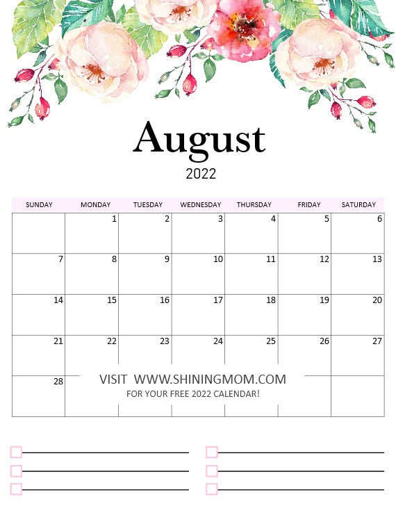 August Calendar 2022 / August 2022 Calendar Pdf Word Excel : Free