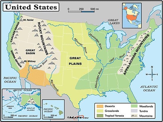 Us Map With Landforms