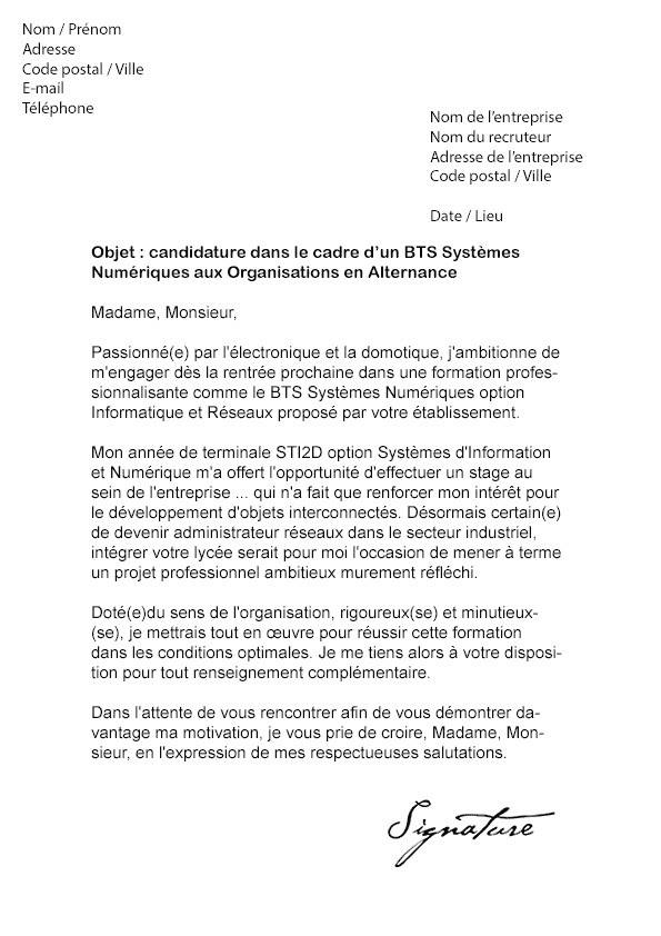Lettre De Motivation Bts Prothésiste Dentaire