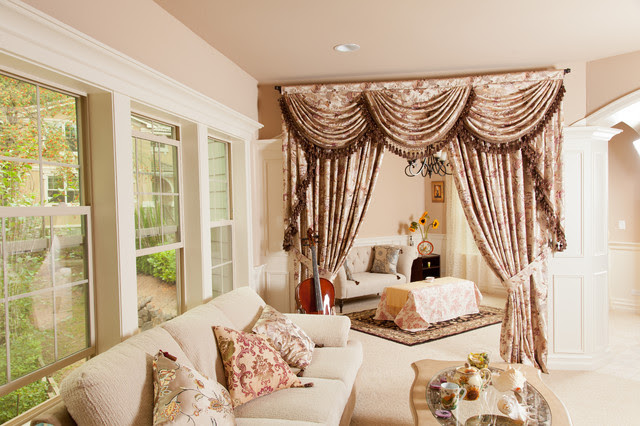 Oriental Tree of Life, Valance Curtain Set with Swags and Tails