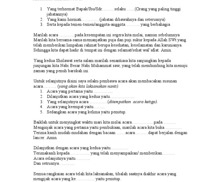 Teks Mc Pengajian Rutin Bahasa Sunda