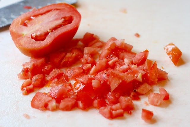 Chopped tomatoes by Eve Fox, Garden of Eating blog, copyright 2011
