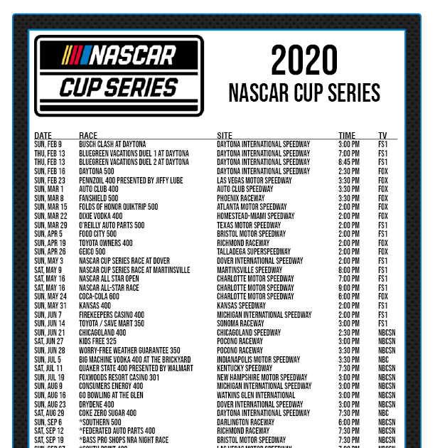 What Is The Nascar Schedule For 2020 | cacadeloro