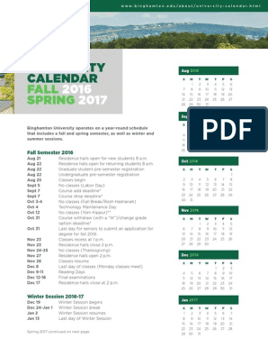Empty Calendar Binghamton Academic Calendar Fall 2019 Spring 2021