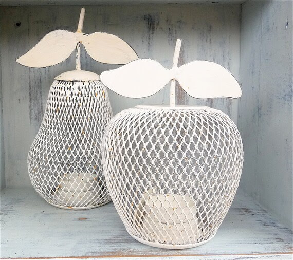 Pear and Apple Wire Candle Holders