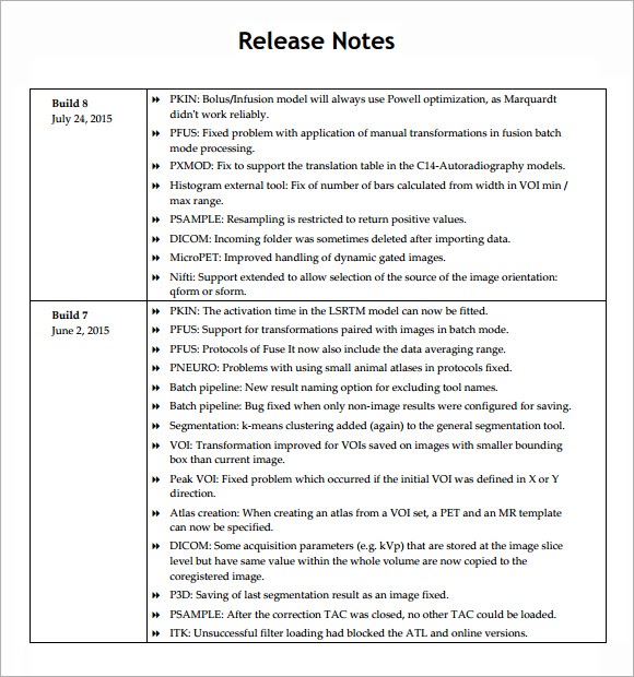 Release Notes Template For Software Development
