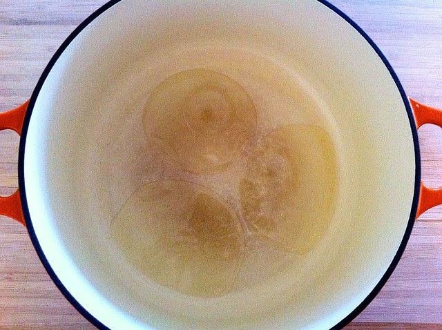 Olive OIl in Enamled Cast Iron Dutch Oven
