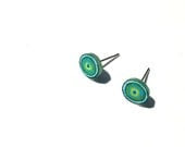 Blue, Green, White-Tree Ring Evil Eye Stud Earrings - SlaffCrafts Blue, Green, White-Tree Ring Evil Eye Stud Earrings - SlaffCrafts