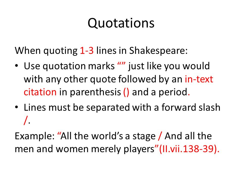 how to write a shakespeare quote in an essay