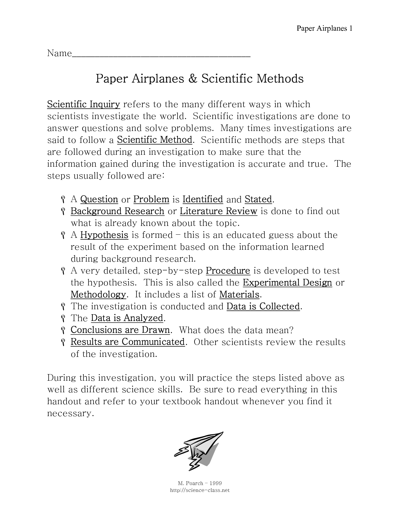 paper airplane research project