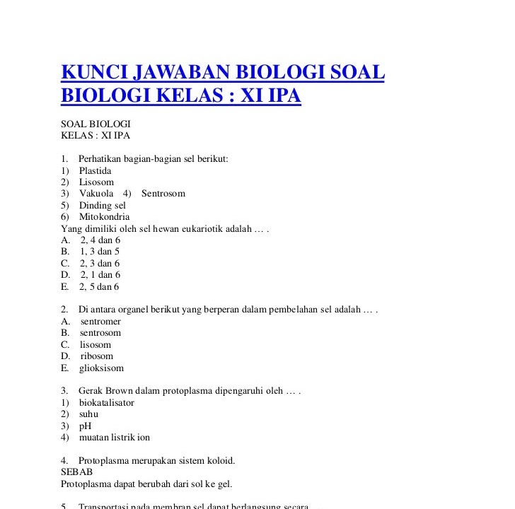 Kunci jawaban buku biologi erlangga kelas 12 kurikulum 2013