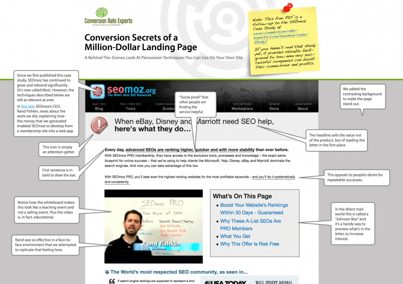 A glimpse of the free SEOMoz PDF report