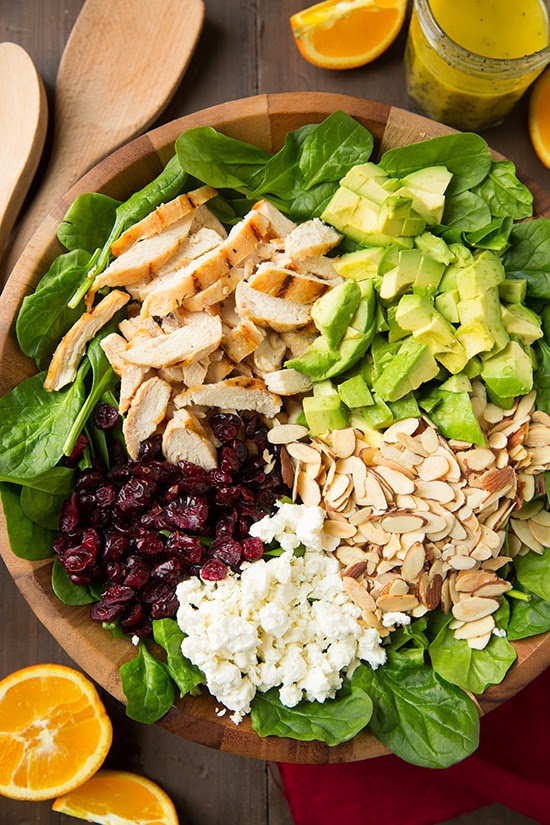 Cranberry Avocado Spinach Salad with Chicken and Orange Poppy Seed Dressing Cooking Classy Cranberry Avocado Spinach Salad with Chicken and Orange Poppy Seed Dressing Cooking Classy