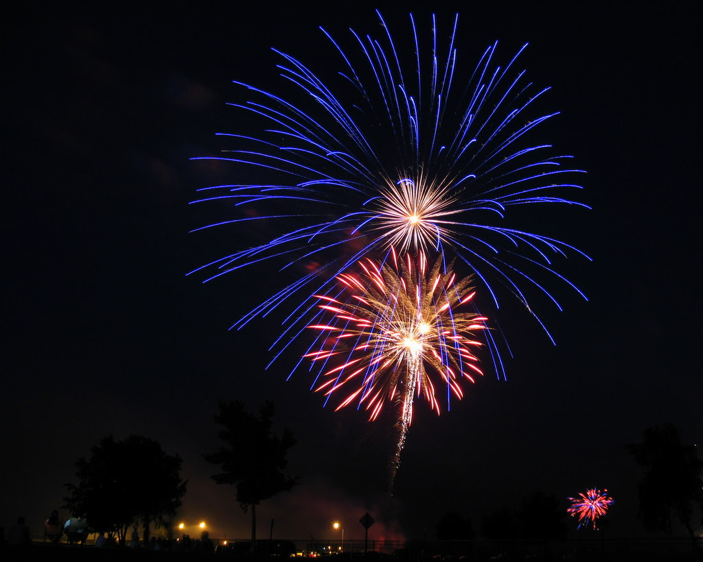 Fireworks from the Cottage Grove event in Kingston Park on July 4, 2008