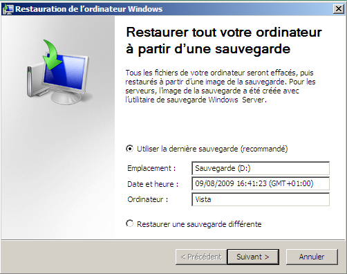 Tutoriel Centre Sauvegarde de Windows Vista/Seven