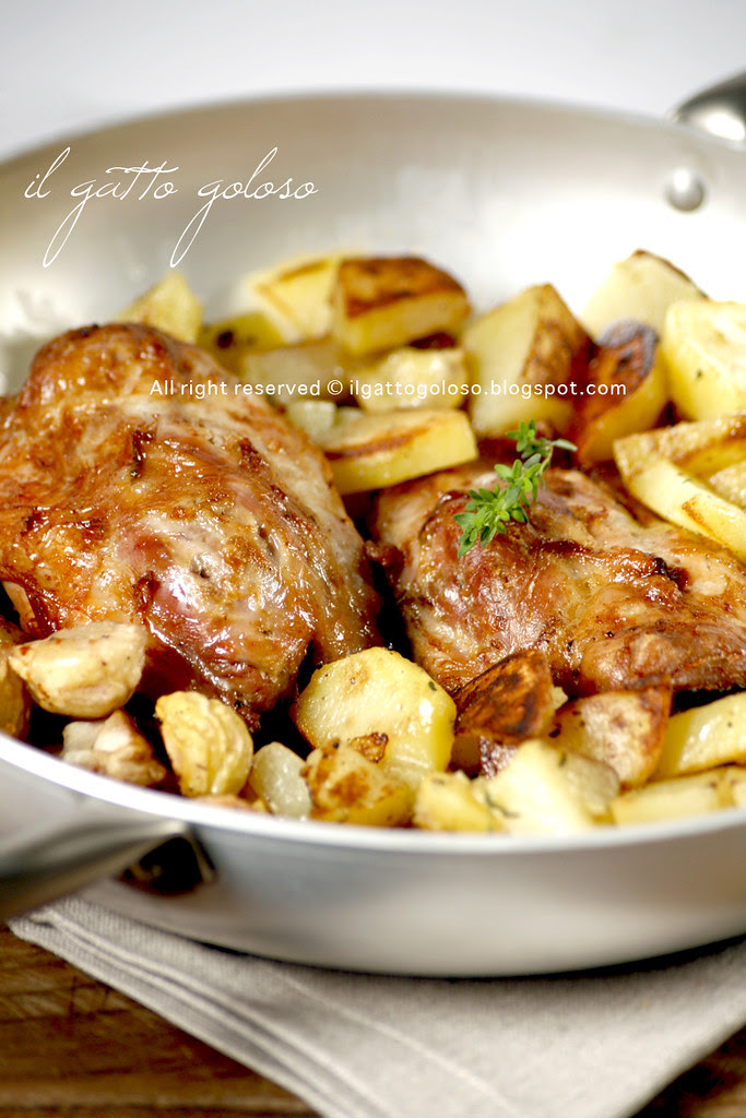stinco al forno con castagne e patate