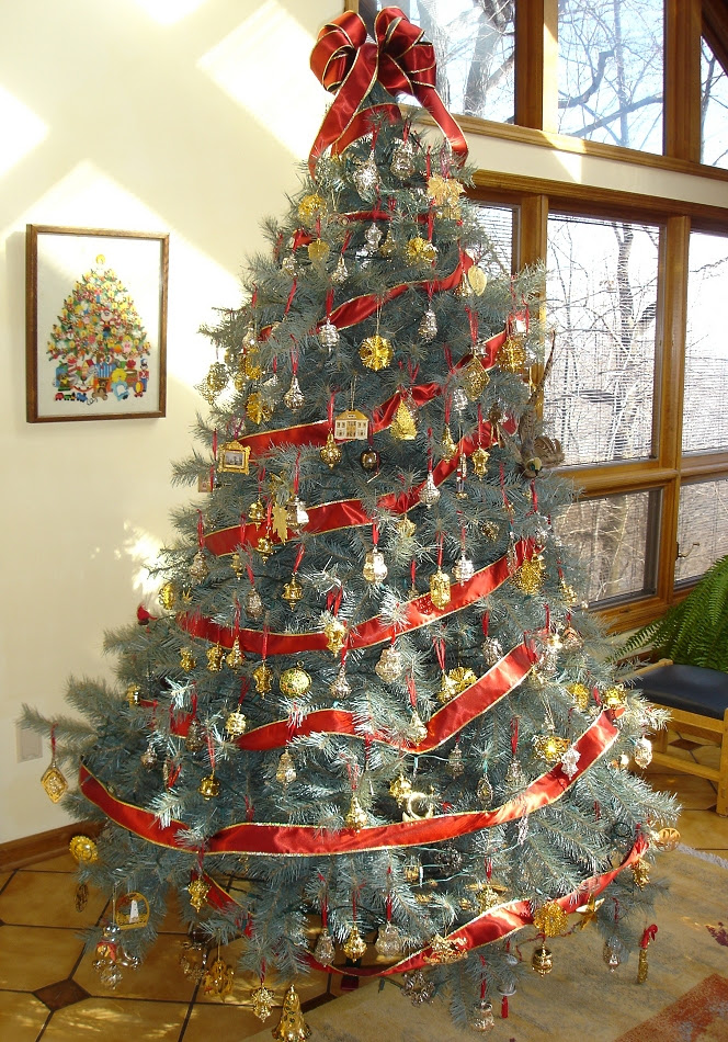 Purple And Silver Christmas Tree Ribbon Kitchen Design