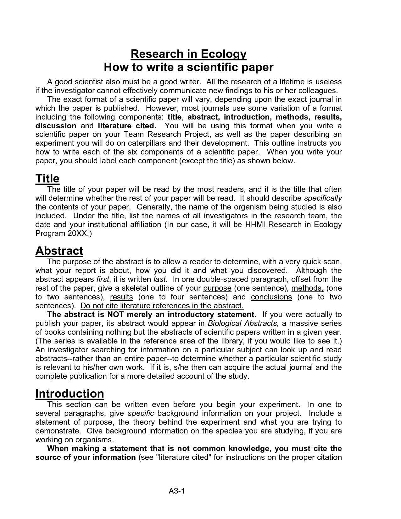 essay format scientific