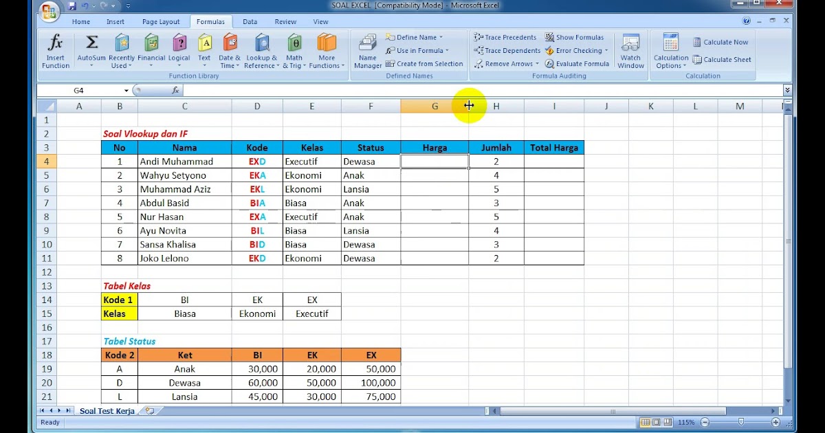Contoh Soal Ujian Praktek Microsoft Excel - Berbagi Contoh Soal