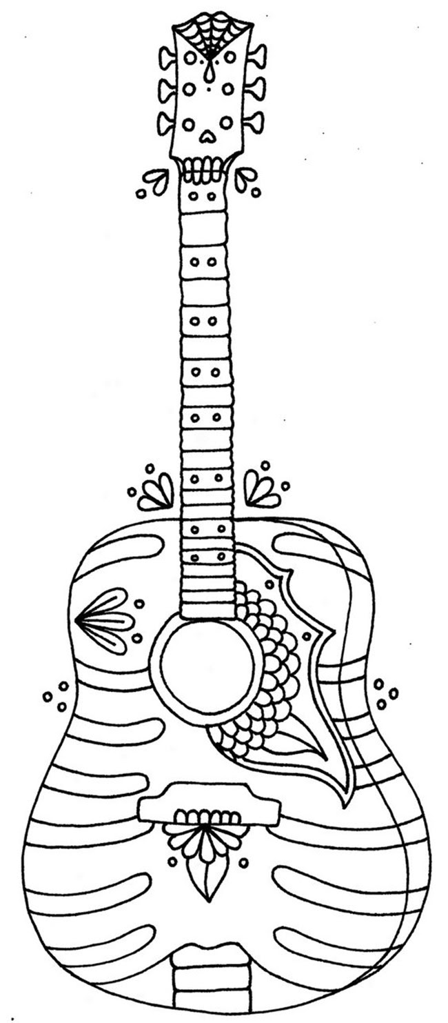 Colouring Pages Of Guitar - 65+ SVG Cut File